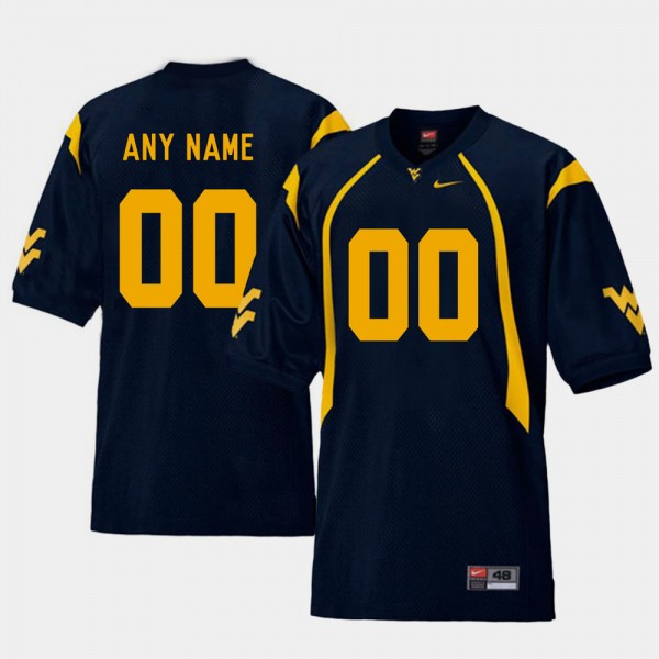 NCAA Men's Custom West Virginia Mountaineers Navy #00 Nike Stitched Football College Replica Authentic Jersey TN23O47IA
